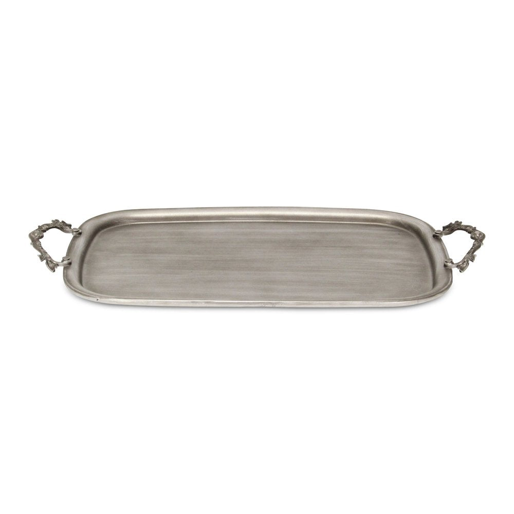 19" Silver Cast Iron Handmade Vanity Tray With Handles