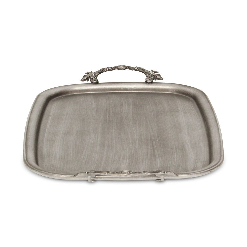 19" Silver Cast Iron Handmade Vanity Tray With Handles