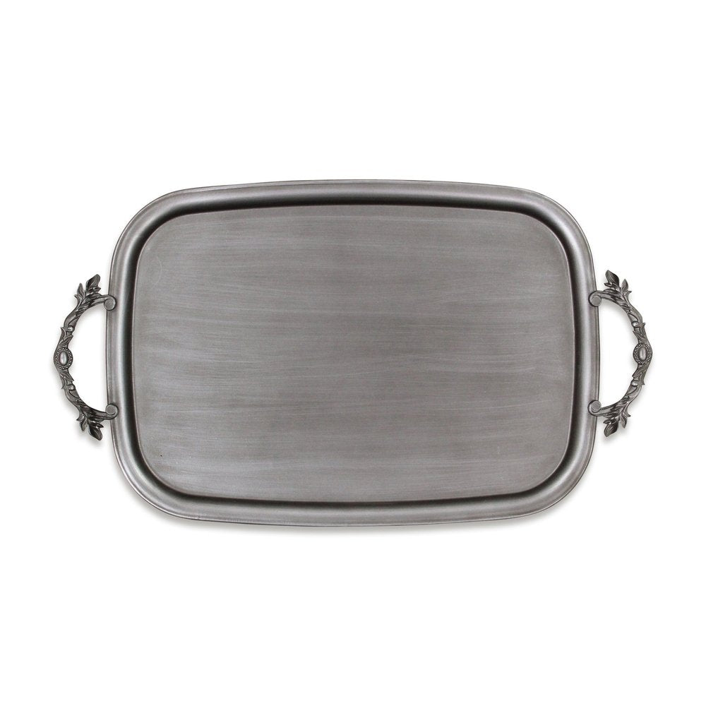 19" Silver Cast Iron Handmade Vanity Tray With Handles
