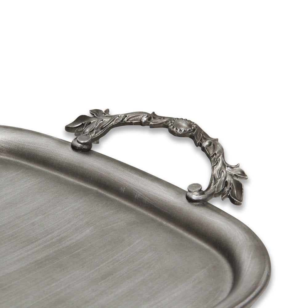 19" Silver Cast Iron Handmade Vanity Tray With Handles