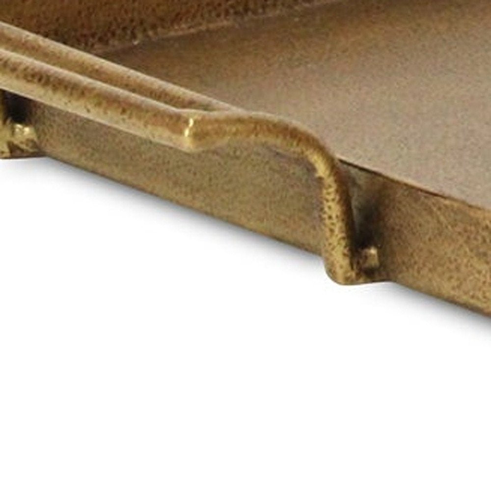 Set of Two Gold Cast Iron Handmade Vanity Trays With Handles