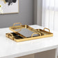 Set of Two Gold And Mirrored Glass Handmade Serving Trays