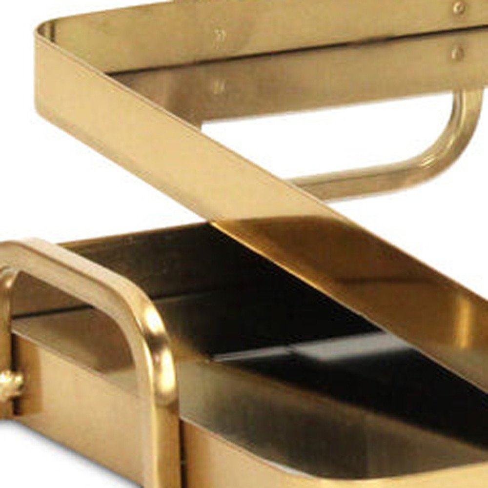 Set of Two Gold And Mirrored Glass Handmade Serving Trays