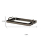 Set of Two Pewter Aluminum And Mirrored Glass Handmade Serving Trays