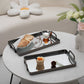 Set of Two Pewter Aluminum And Mirrored Glass Handmade Serving Trays