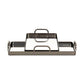 Set of Two Pewter Aluminum And Mirrored Glass Handmade Serving Trays
