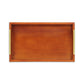 16" Brown And Gold Solid Wood Handmade Serving Tray With Handles