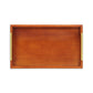 16" Brown And Gold Solid Wood Handmade Serving Tray With Handles