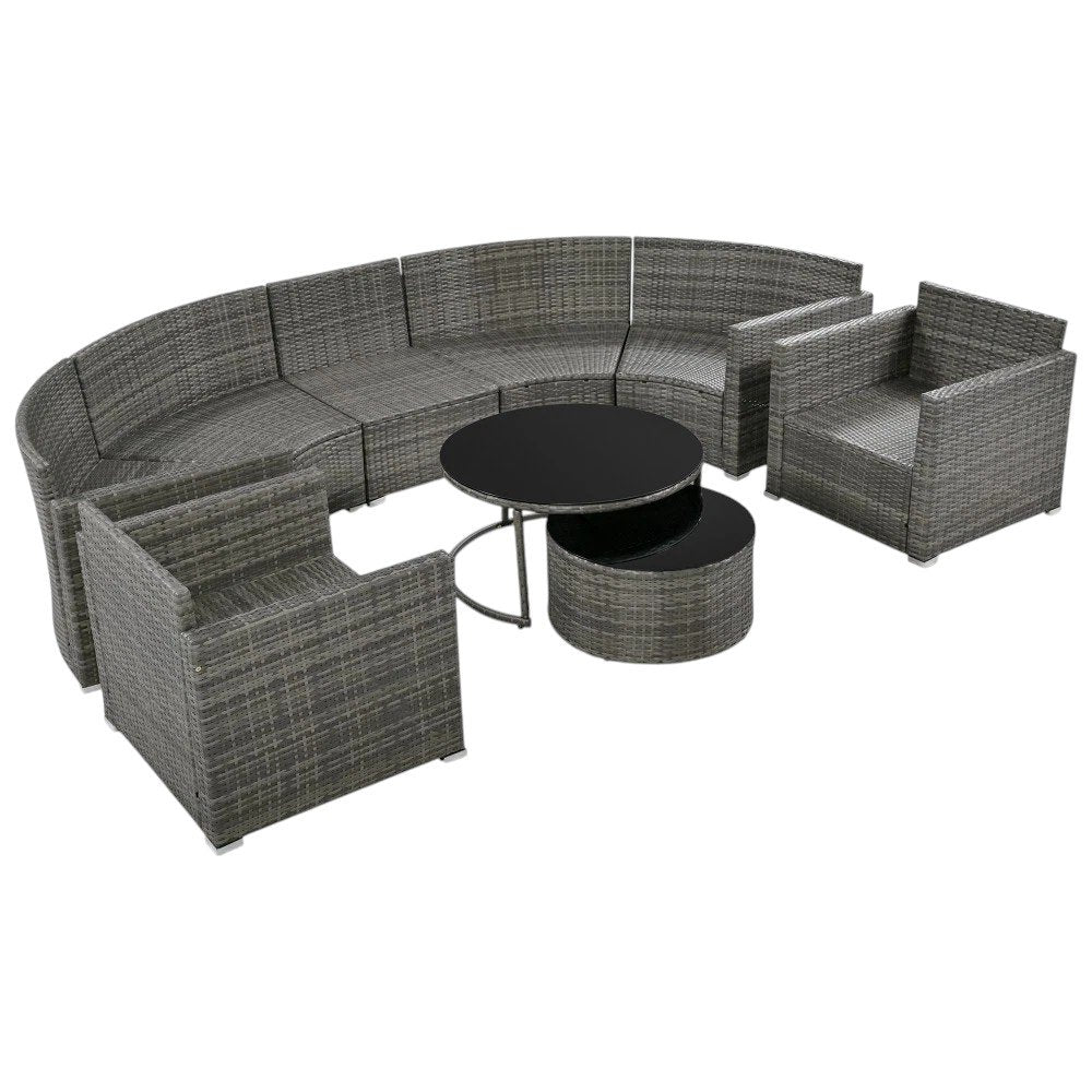 Two Piece Outdoor Gray Wicker Sectional Seating Group with Gray Cushions