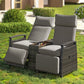 Set of Two Light Gray Metal Three Position Adjustable Outdoor Chaise Lounges with Light Gray Cushion
