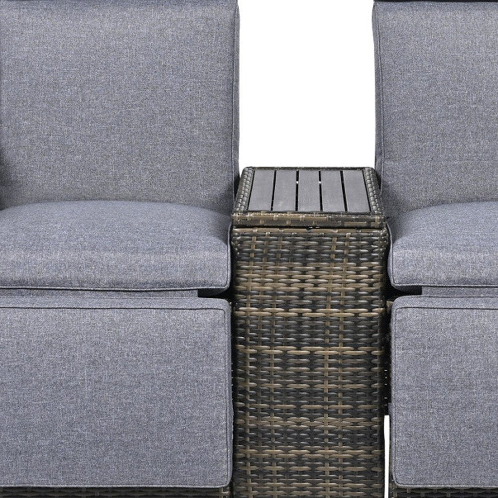 24" Gray Metal Outdoor Accent Chair with Storage with Gray Cushion