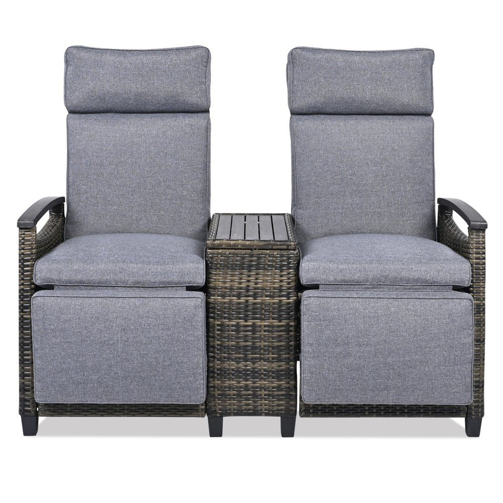 24" Gray Metal Outdoor Accent Chair with Storage with Gray Cushion