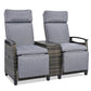 24" Gray Metal Outdoor Accent Chair with Storage with Gray Cushion