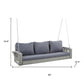 69" Gray Woven Rattan Outdoor Swing Chair with Gray Cushion