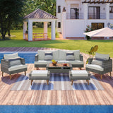 Four Piece Outdoor Gray Wicker Sofa Seating Group with Gray Cushions