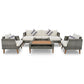 Four Piece Outdoor Gray Wicker Sofa Seating Group with Gray Cushions