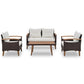 Three Piece Outdoor Beige Rattan Sofa Seating Group with Beige Cushions