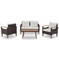 Three Piece Outdoor Beige Rattan Sofa Seating Group with Beige Cushions