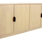 72" Natural Distressed Solid Wood Carved Geometric Sideboard with Four Doors