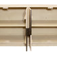 72" Natural Distressed Solid Wood Carved Geometric Sideboard with Four Doors