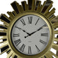 19" Gold And Clear Mirrored Glass And Heavy Duty Plastic Silent Analog Sunburst Wall Clock