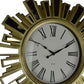 19" Gold And Clear Mirrored Glass And Heavy Duty Plastic Silent Analog Sunburst Wall Clock