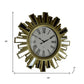 19" Gold And Clear Mirrored Glass And Heavy Duty Plastic Silent Analog Sunburst Wall Clock