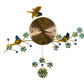 24" Blue Green And Gold Metal Silent Pendulum Floral Wall Clock