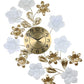 26" Gold White And Black Metal Silent Analog Floral Wall Clock
