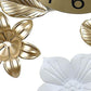 26" Gold White And Black Metal Silent Analog Floral Wall Clock