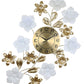 26" Gold White And Black Metal Silent Analog Floral Wall Clock