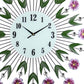 27" Purple Green And White Metal and Glass Silent Analog Floral Round Wall Clock