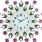27" Purple Green And White Metal and Glass Silent Analog Floral Round Wall Clock