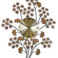 22" Copper Metal And Faux Crystal Silent Analog Gingko Floral Wall Clock