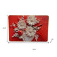 24" White Red And Black Solid Wood and Acrylic Silent Analog Floral Wall Clock