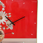 24" Gold Red And White Solid Wood and Acrylic Silent Daisies Floral Wall Clock