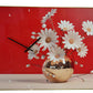 24" Gold Red And White Solid Wood and Acrylic Silent Daisies Floral Wall Clock