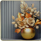 24" Beige Gold And Gray Solid Wood and Acrylic Silent Analog Floral Wall Clock