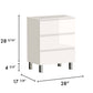 28" White Wood Freestanding Bathroom Vanity With White Sink And Three Drawers