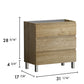 32" Oak Wood Freestanding Bathroom Vanity With White Sink And Three Drawers