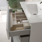 36" White Wood Freestanding Bathroom Vanity With White Sink And Three Drawers