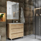 40" Oak Wood Freestanding Bathroom Vanity With White Sink And Three Drawers