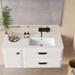 32" White Wood Freestanding Bathroom Vanity With White Sink And Two Drawers