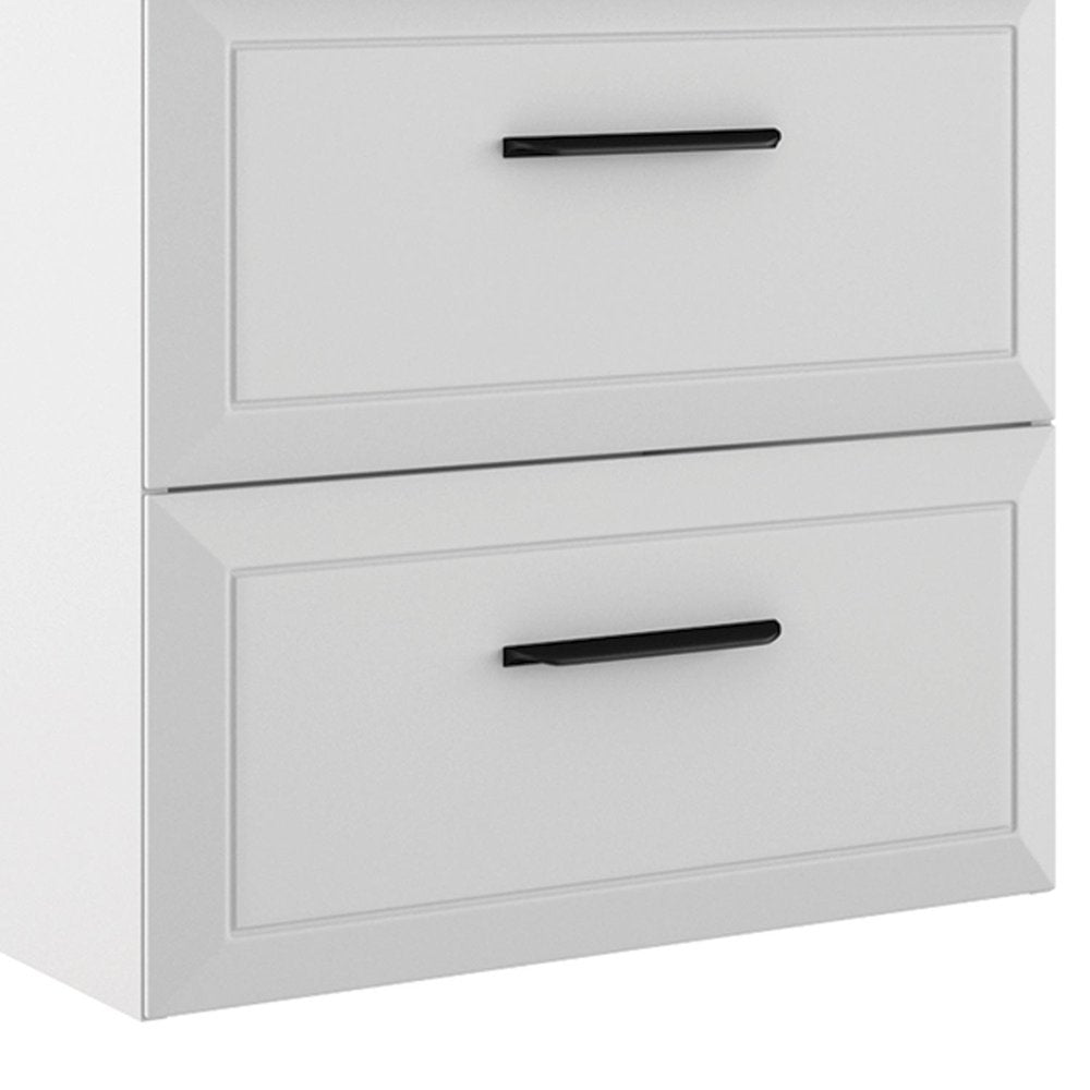 32" White Wood Freestanding Bathroom Vanity With White Sink And Two Drawers