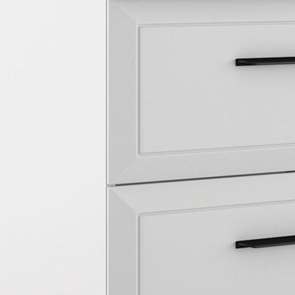 32" White Wood Freestanding Bathroom Vanity With White Sink And Two Drawers