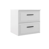 32" White Wood Freestanding Bathroom Vanity With White Sink And Two Drawers