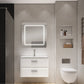 32" White Wood Freestanding Bathroom Vanity With White Sink And Two Drawers