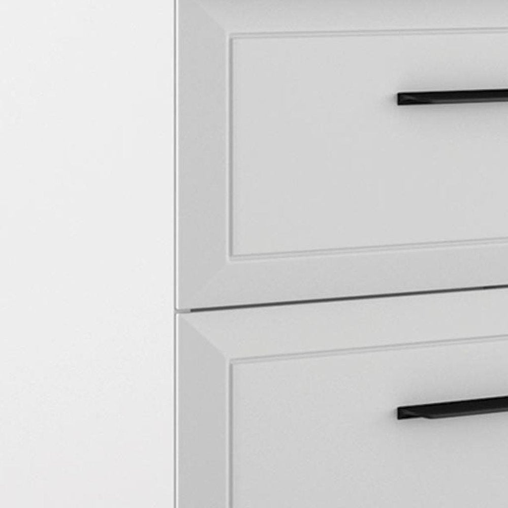 32" White Wood Freestanding Bathroom Vanity With White Sink And Two Drawers