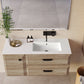 32" Natural Wood Freestanding Bathroom Vanity With White Sink And Two Drawers