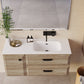 32" Natural Wood Freestanding Bathroom Vanity With White Sink And Two Drawers